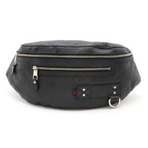 Gucci Guccissima waist bag hip Black Leather